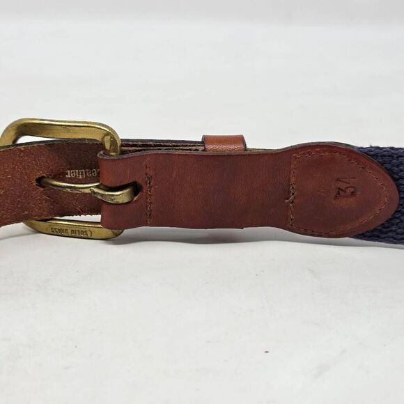 LEATHER MAN LTD. BROWN BELT NAUTICAL FLAGS BRASS BUCKLE HAND MADE SIZE 34 - Picture 4 of 6